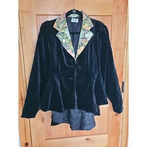 Maribou Vintage 80s Sz 6 Whimsigoth Velvet Tapestry Riding Dress Coat Jacket